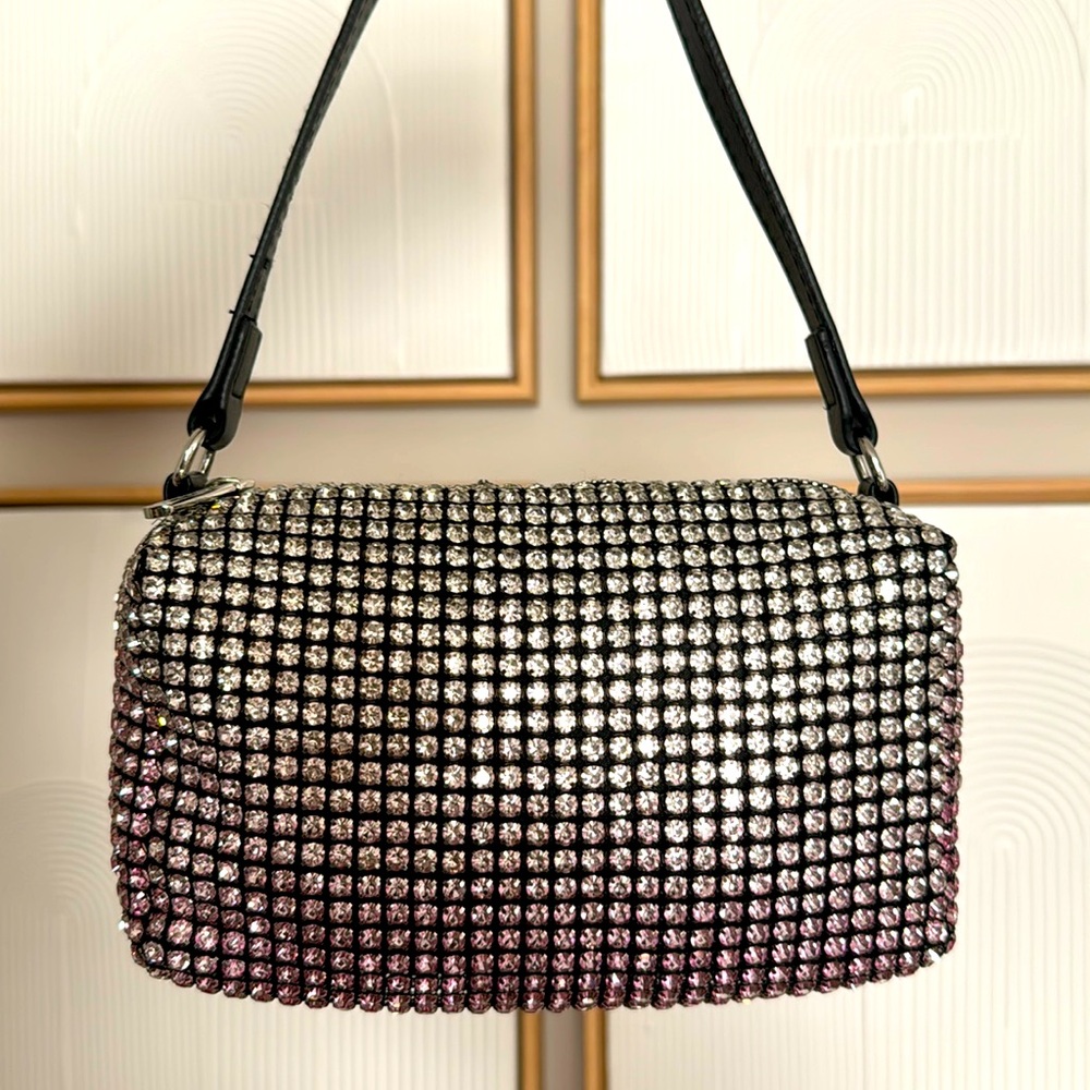 Pink ombré rhinestone bag